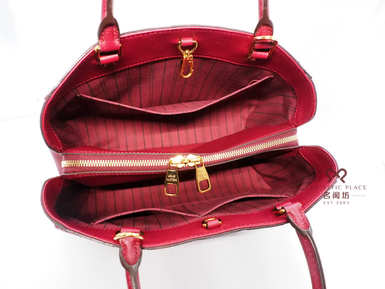 Louis Vuitton Red Monogram Empreinte Montaigue MM 2-Way Bag (SP4157) - Image 9