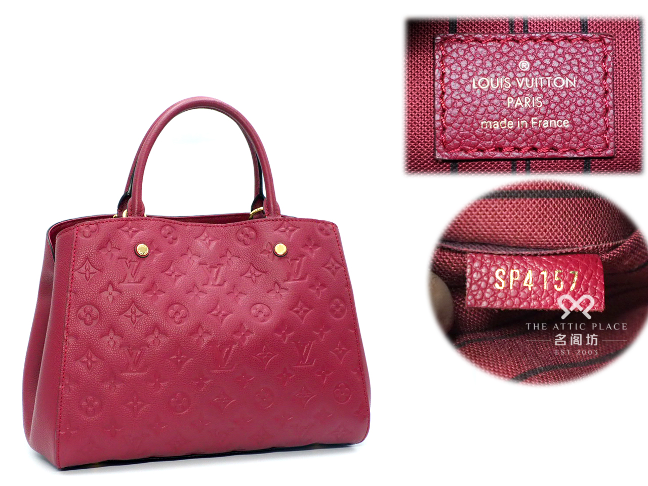 Louis Vuitton Red Monogram Empreinte Montaigue MM 2-Way Bag (SP4157) - Image 2