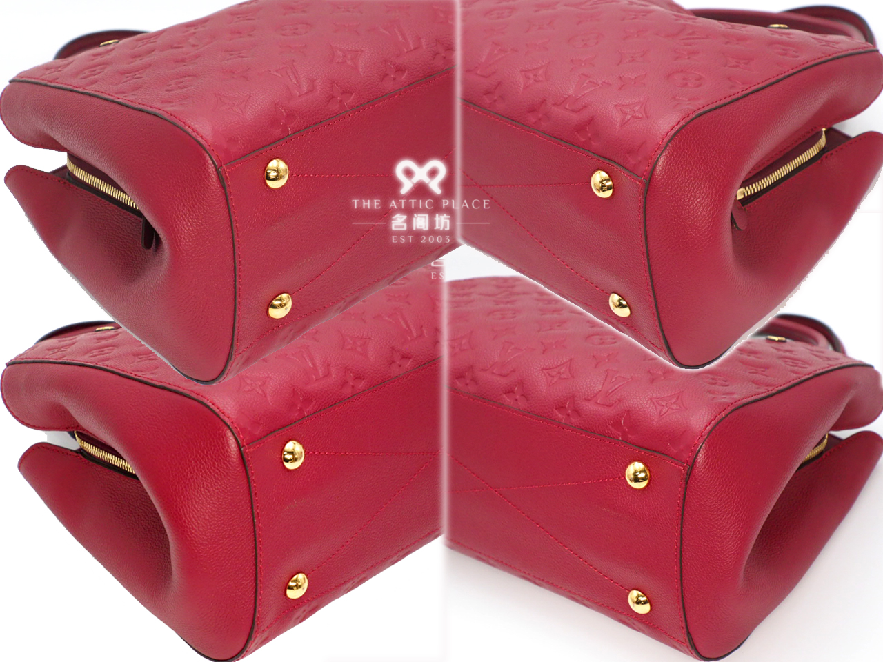 Louis Vuitton Red Monogram Empreinte Montaigue MM 2-Way Bag (SP4157) - Image 7