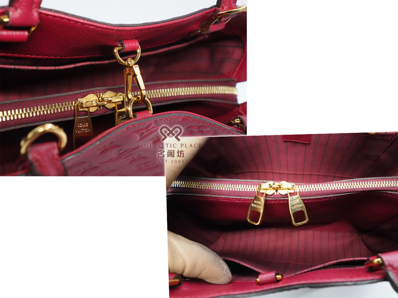Louis Vuitton Red Monogram Empreinte Montaigue MM 2-Way Bag (SP4157) - Image 6