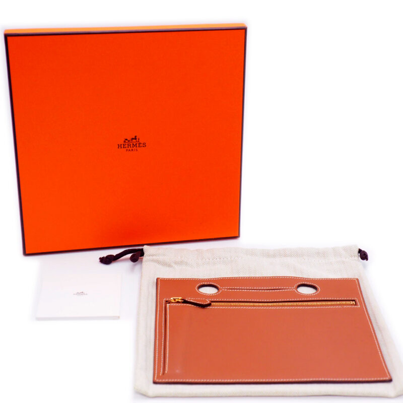 Hermes Gold Swift Leather Backpocket Pouch Z Stamp For Birkin 30