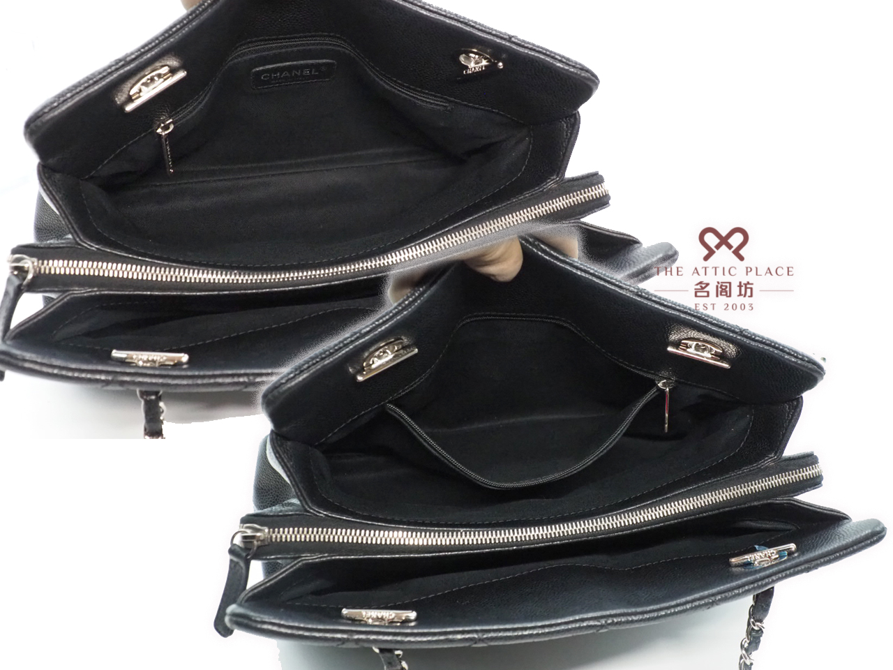 Chanel 17703489 Black Caviar CC Timeless Petit Shopping Tote Silver Hardware - Image 11