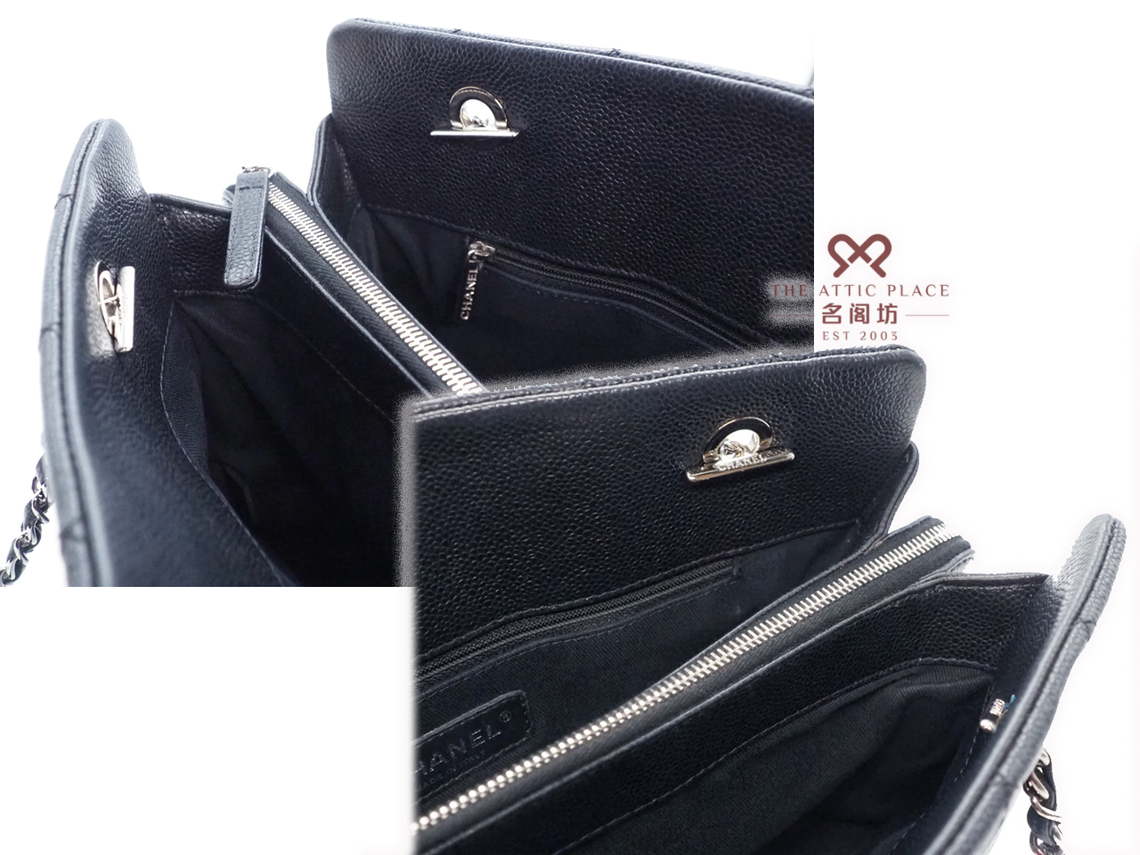 Chanel 17703489 Black Caviar CC Timeless Petit Shopping Tote Silver Hardware - Image 8