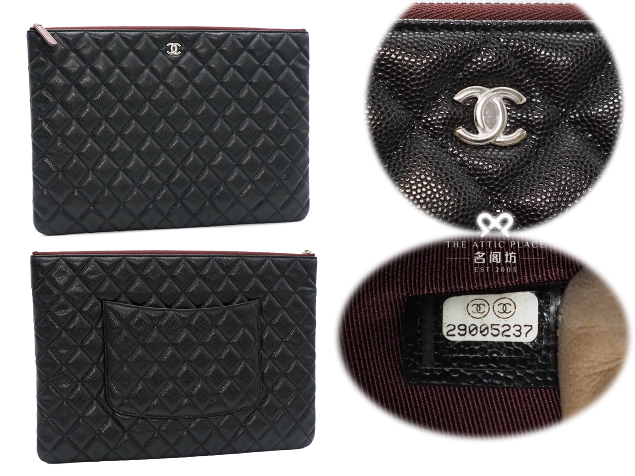 Chanel 290095237 Black Medium Caviar Leather O Case Clutch - Image 3