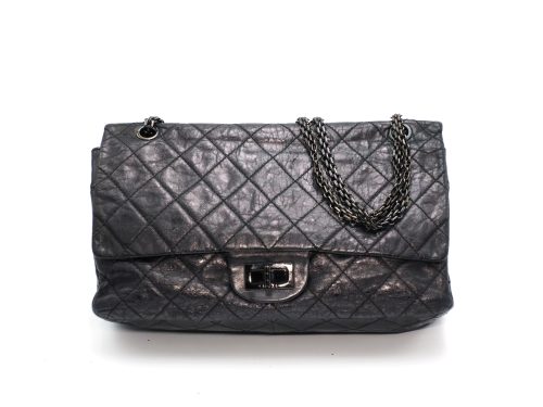 Chanel 12306187 So-Black Metallic Aged Calfskin Quilted Large 2.55 Reissue 227 Bag