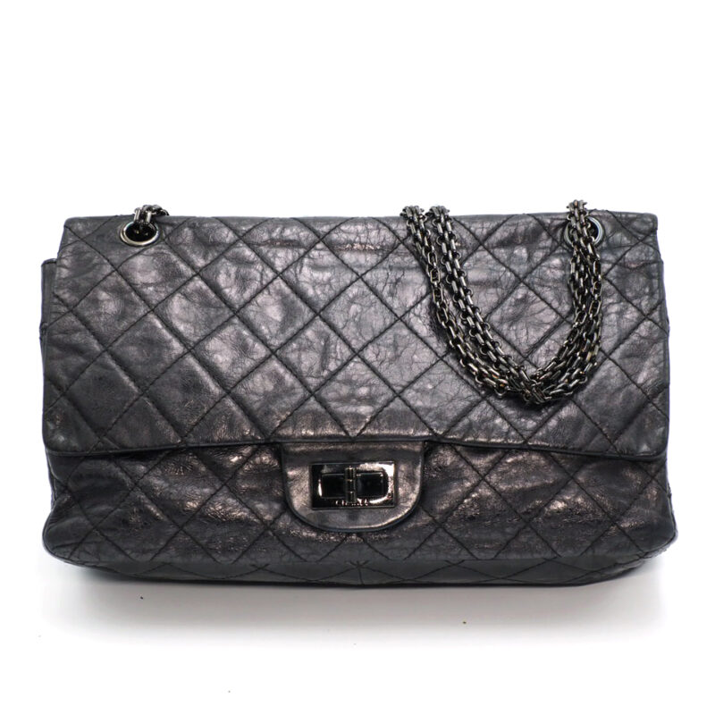 Chanel 12306187 So-Black Metallic Aged Calfskin Quilted Large 2.55 Reissue 227 Bag