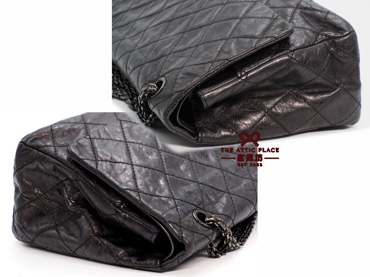 Chanel 12306187 So-Black Metallic Aged Calfskin Quilted Large 2.55 Reissue 227 Bag - Image 6