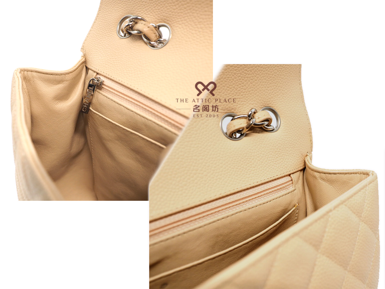 Chanel 12887976 Beige Caviar Jumbo Single Flap Silver-tone Hardware - Image 7