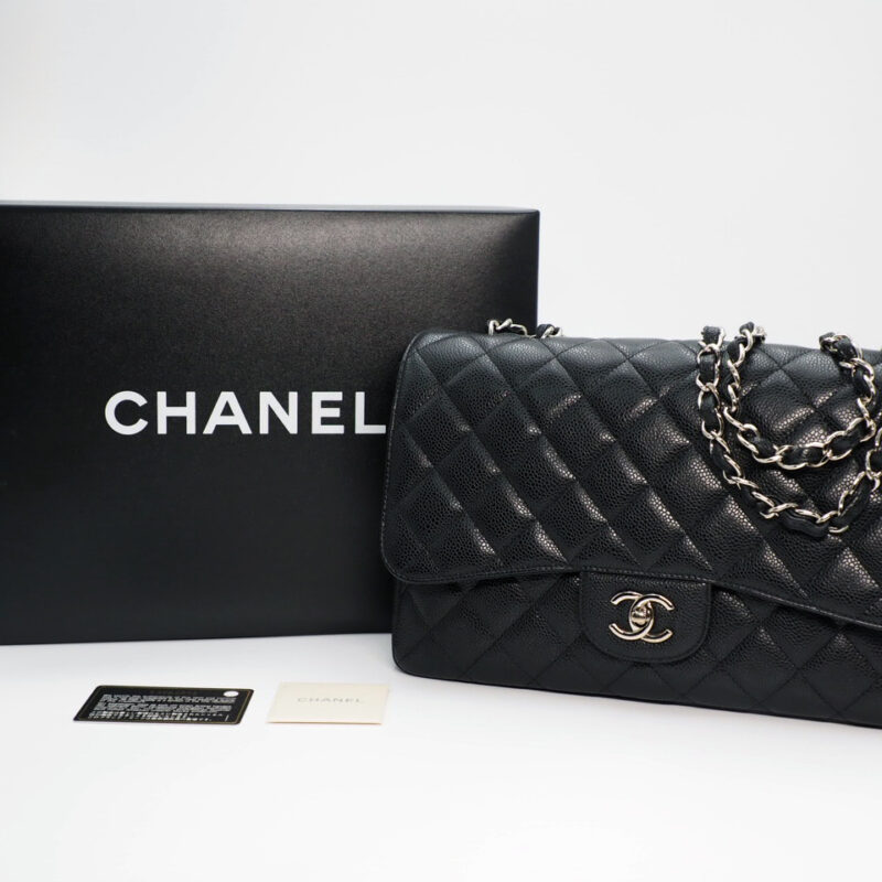 Chanel 13565272 Black Caviar Jumbo Single Flap Silver Hardware