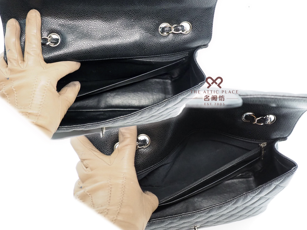 Chanel 13565272 Black Caviar Jumbo Single Flap Silver Hardware - Image 9
