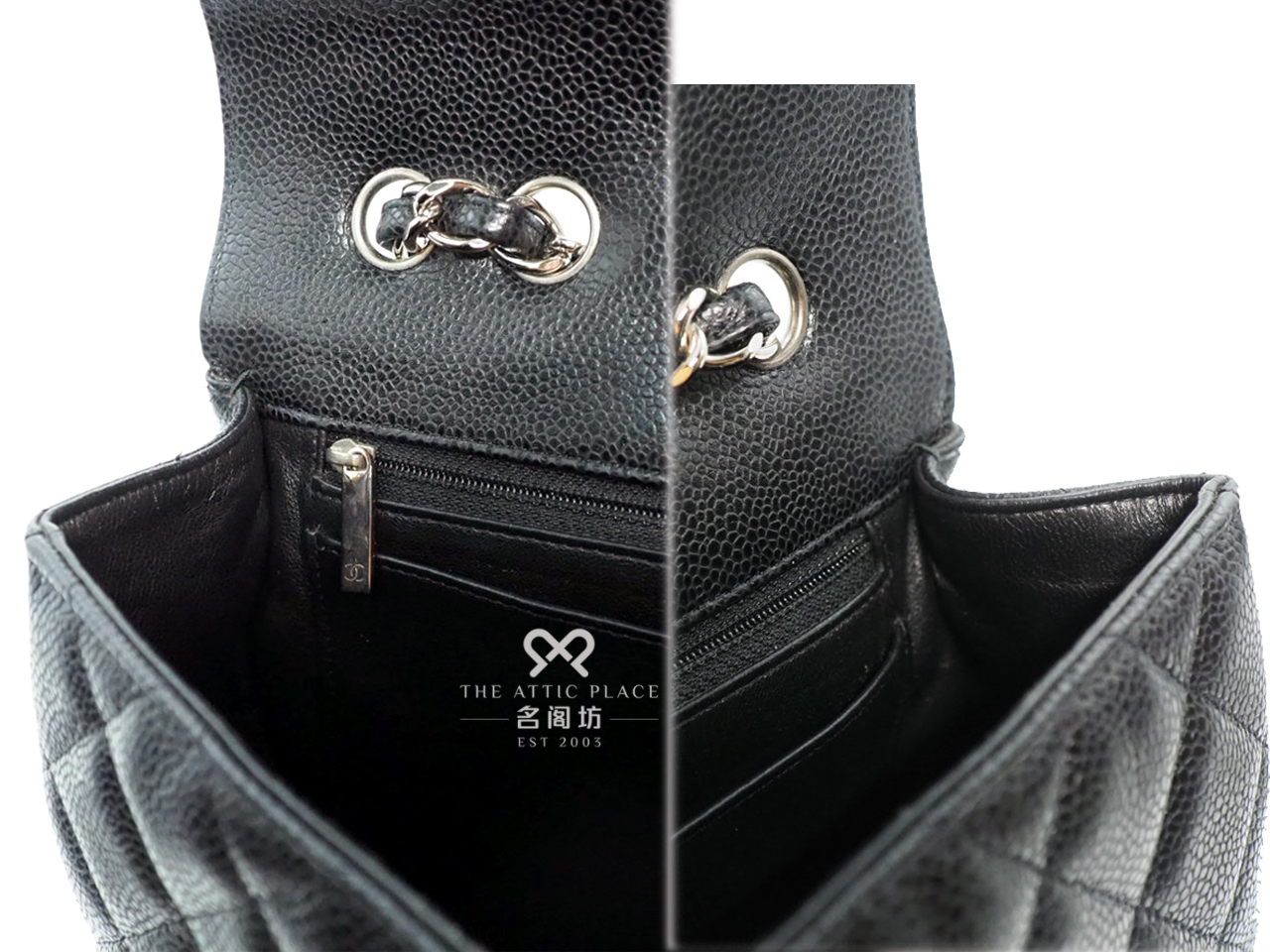 Chanel 13565272 Black Caviar Jumbo Single Flap Silver Hardware - Image 6
