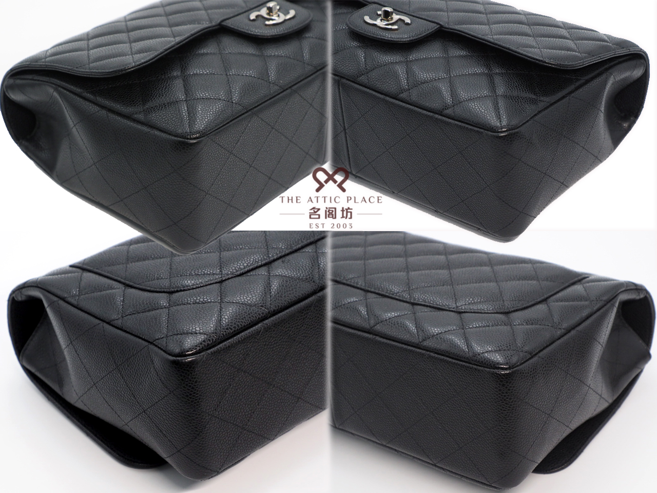 Chanel 13565272 Black Caviar Jumbo Single Flap Silver Hardware - Image 7