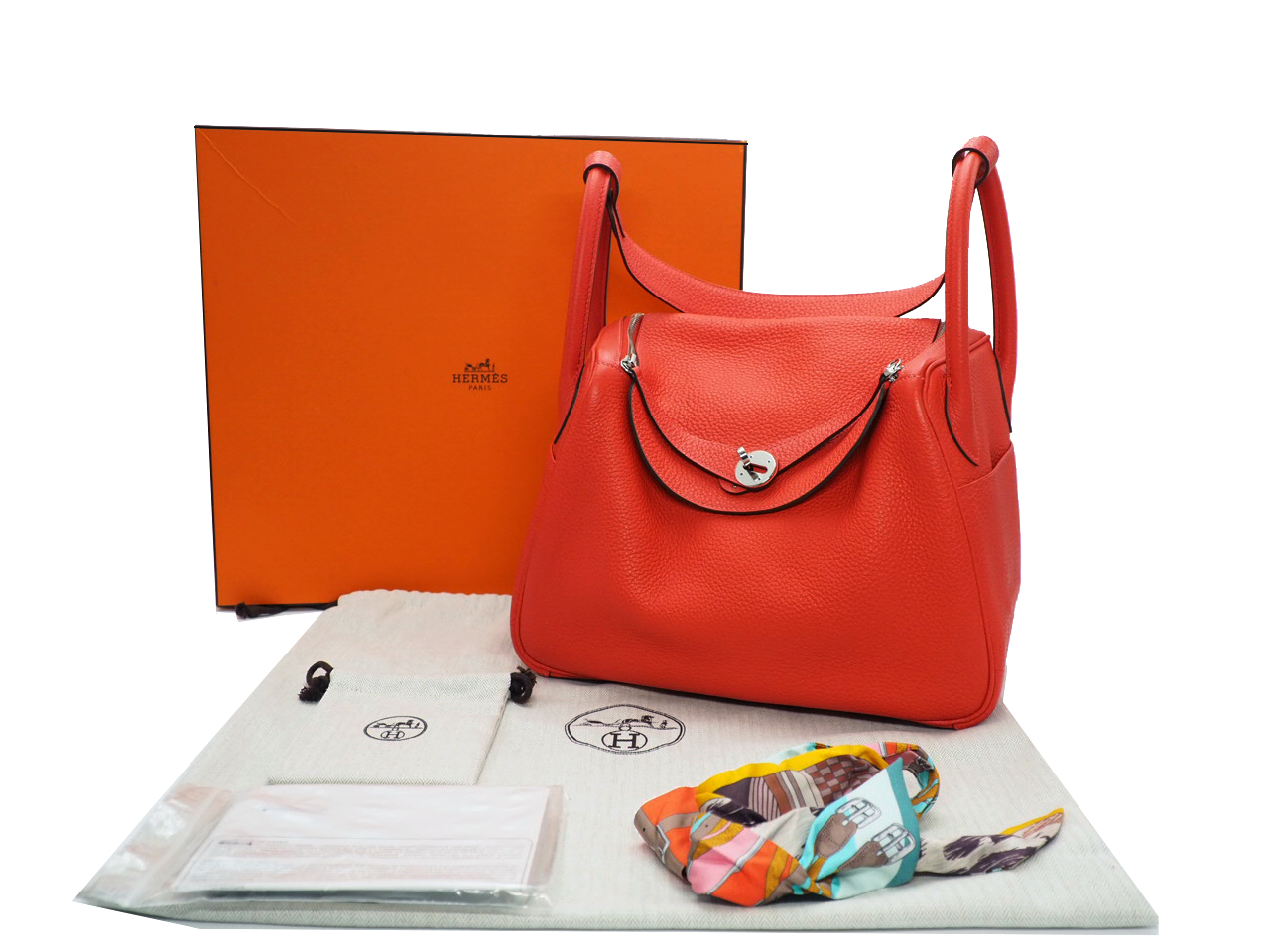 Hermes Lindy 30 Rouge Pivoine Clemence Leather R Stamp Palladium Hardware -Year 2014