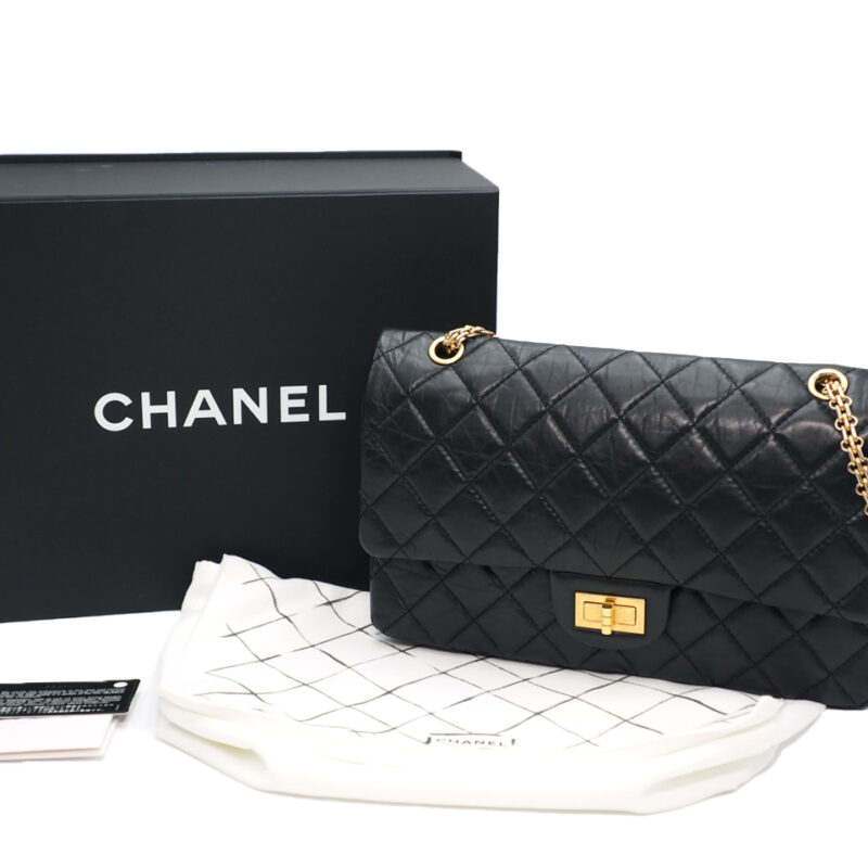 Chanel 18314088 Black Distressed Quilted 277 2.55 Reissue Gold Hardware