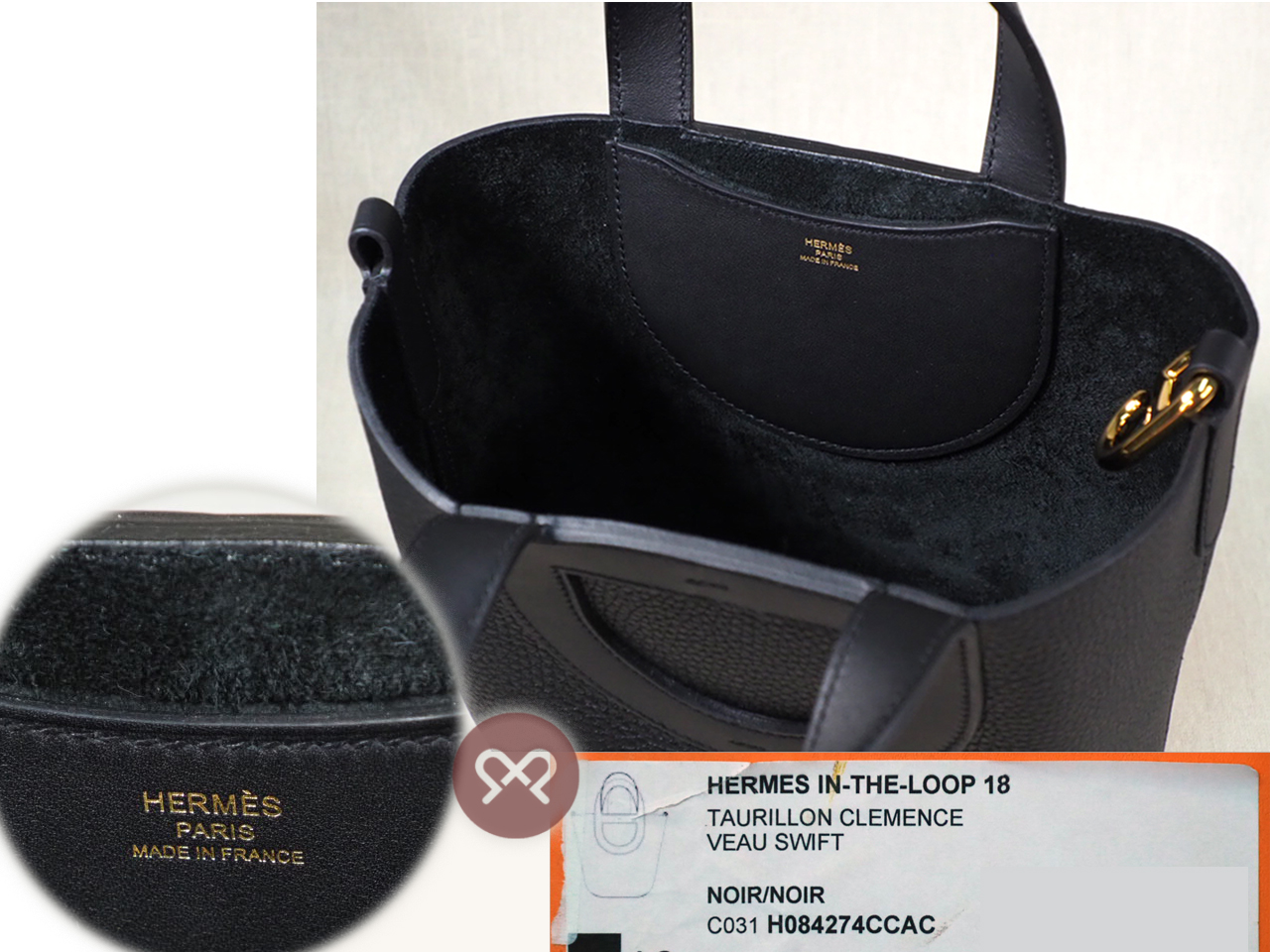 Hermes Picotin In-The-Loop 18 Black/ Caban Clemence Leather Gold Hardware WTU003CP - Image 6