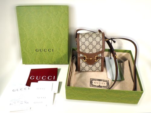 Gucci 625615 Monogram GG Horsebit Coated-Canvas Flap Small Cross Body Bag
