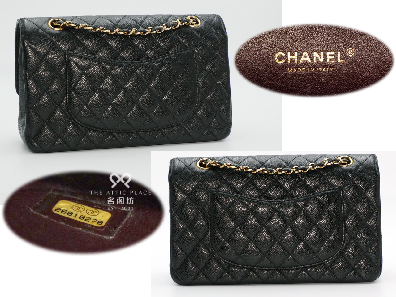 Chanel 26818278 Black Caviar Medium Classic Flap Gold Hardware - Image 3