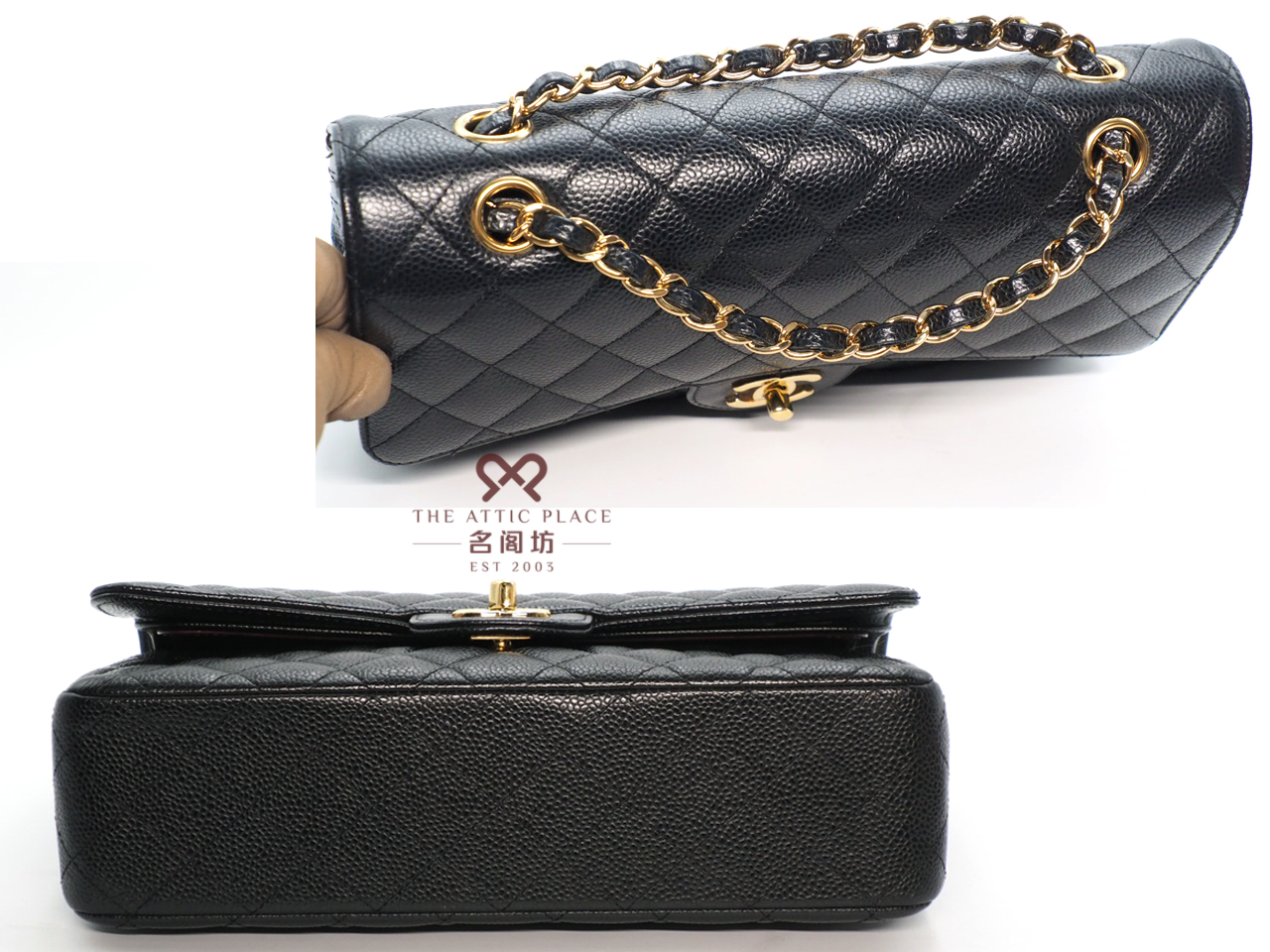 Chanel 26818278 Black Caviar Medium Classic Flap Gold Hardware - Image 4