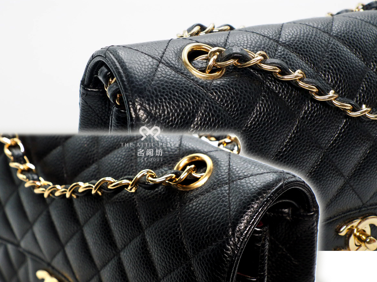Chanel 26818278 Black Caviar Medium Classic Flap Gold Hardware - Image 6