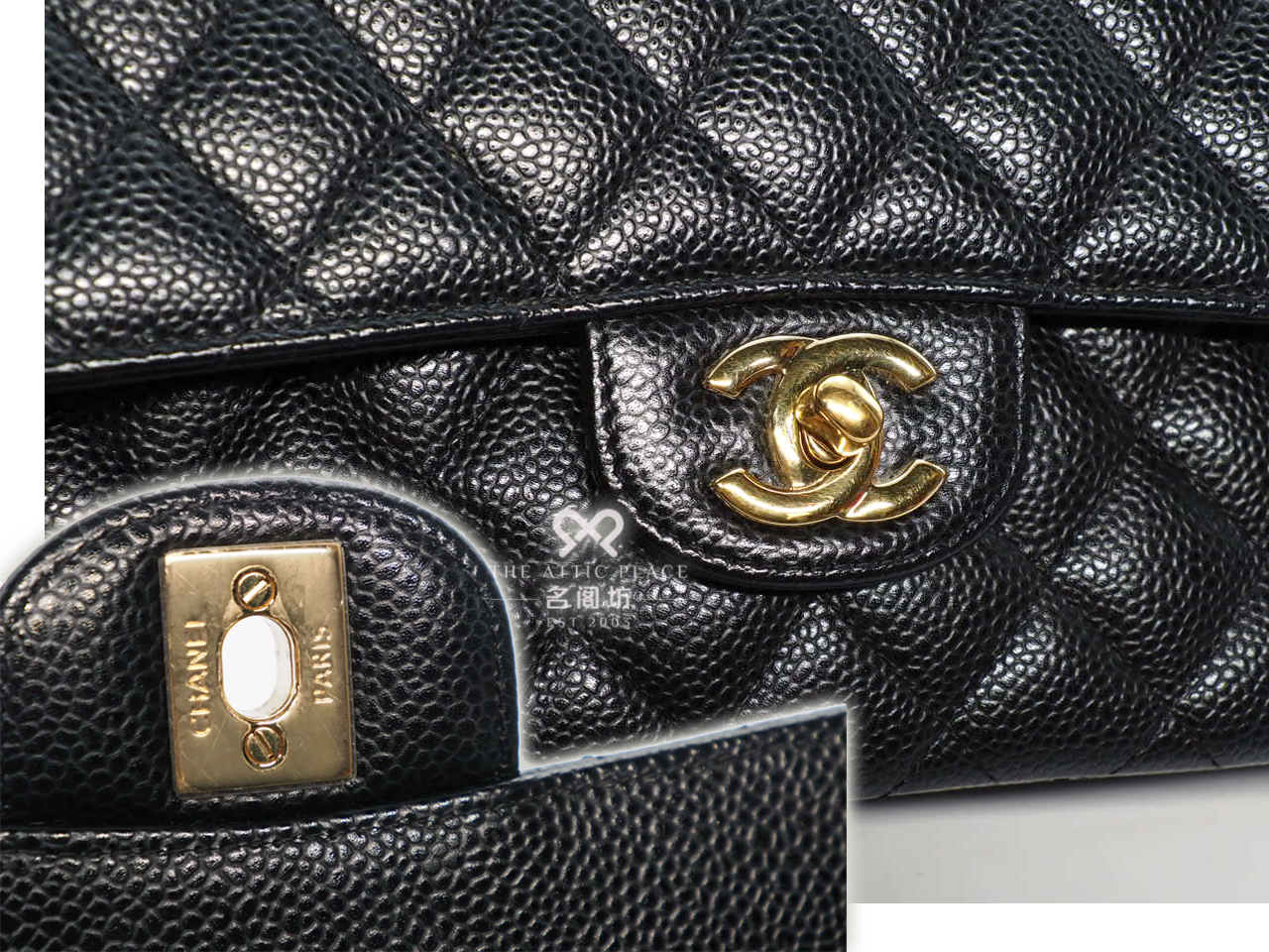 Chanel 26818278 Black Caviar Medium Classic Flap Gold Hardware - Image 7