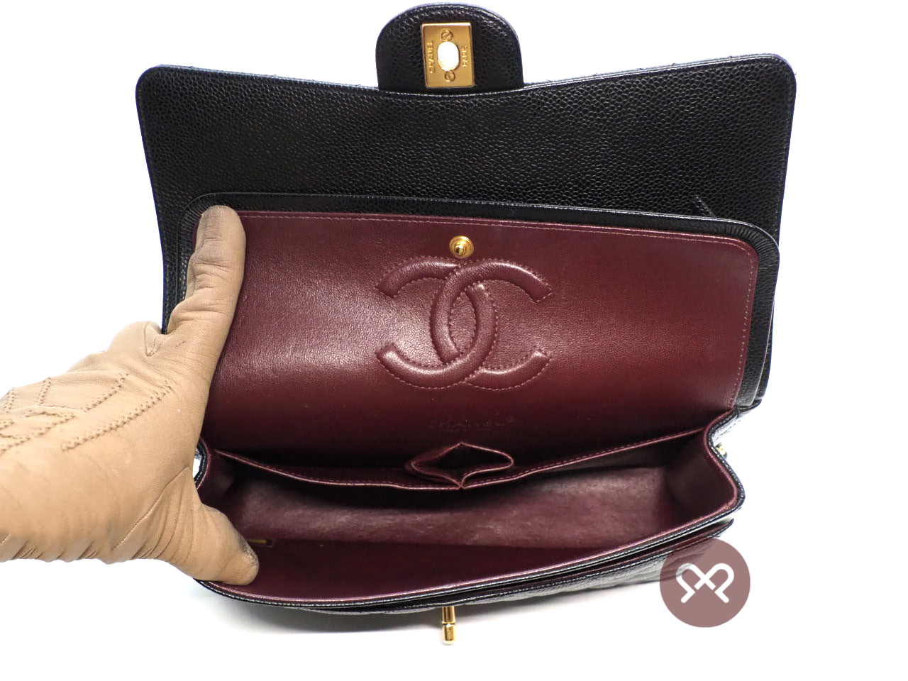 Chanel 26818278 Black Caviar Medium Classic Flap Gold Hardware - Image 9