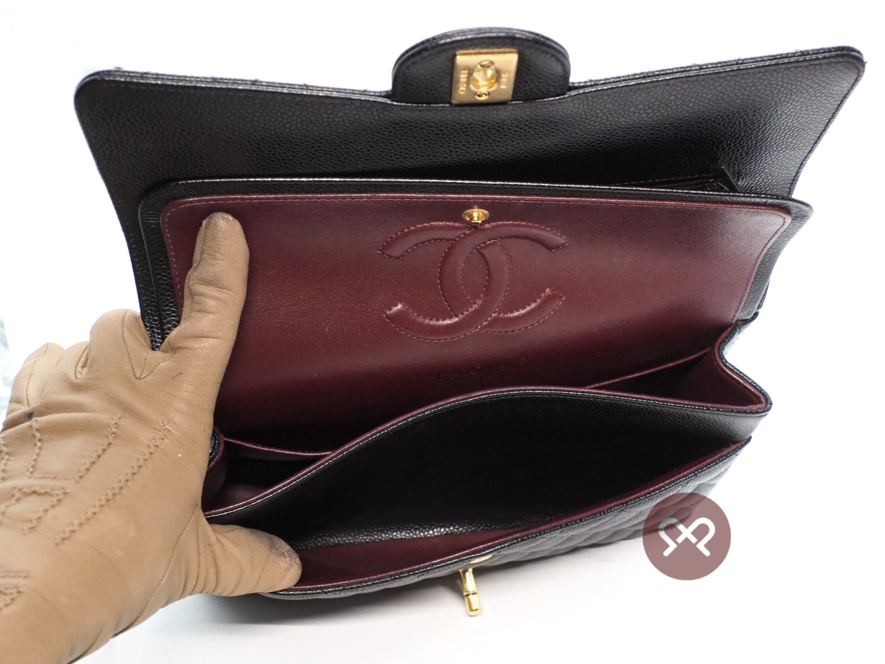 Chanel 26818278 Black Caviar Medium Classic Flap Gold Hardware - Image 10