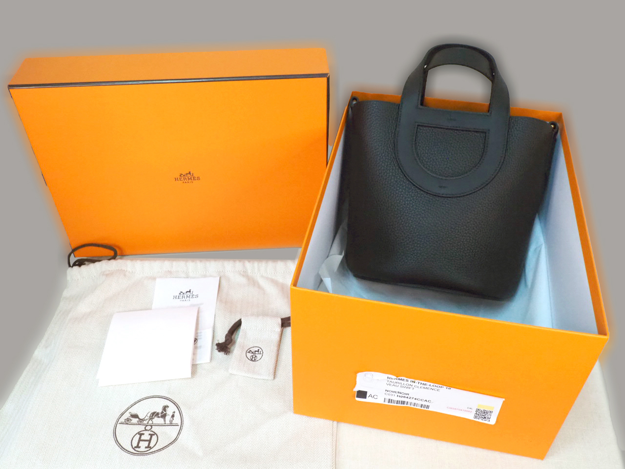 Hermes Picotin In-The-Loop 18 Black/ Caban Clemence Leather Gold Hardware WTU003CP