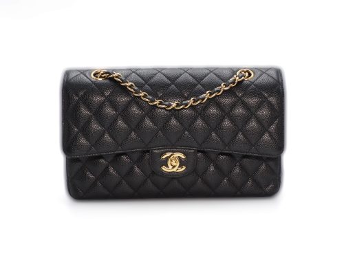 Chanel 26818278 Black Caviar Medium Classic Flap Gold Hardware