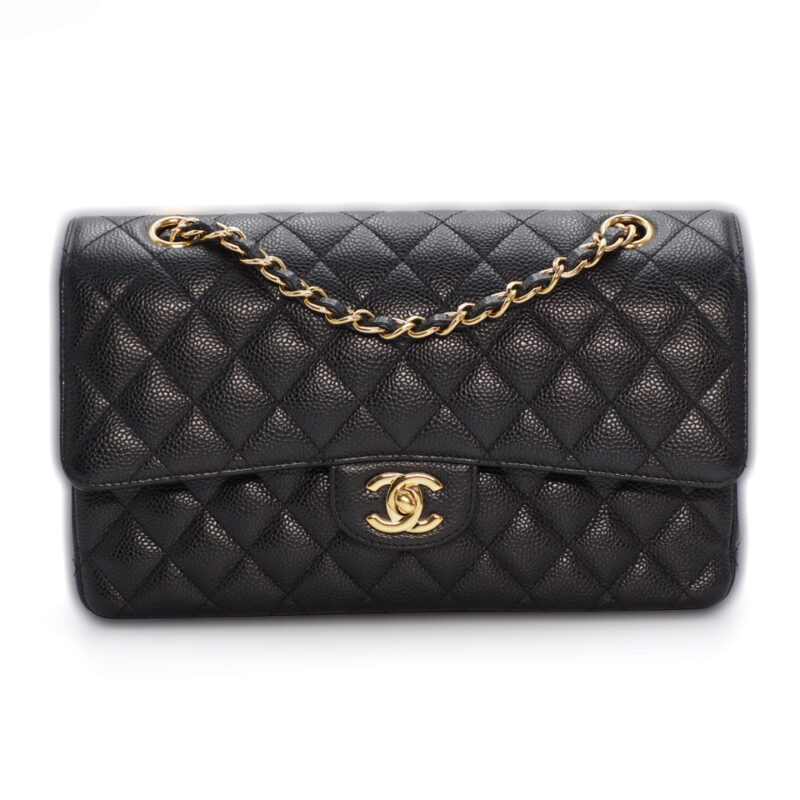 Chanel 26818278 Black Caviar Medium Classic Flap Gold Hardware