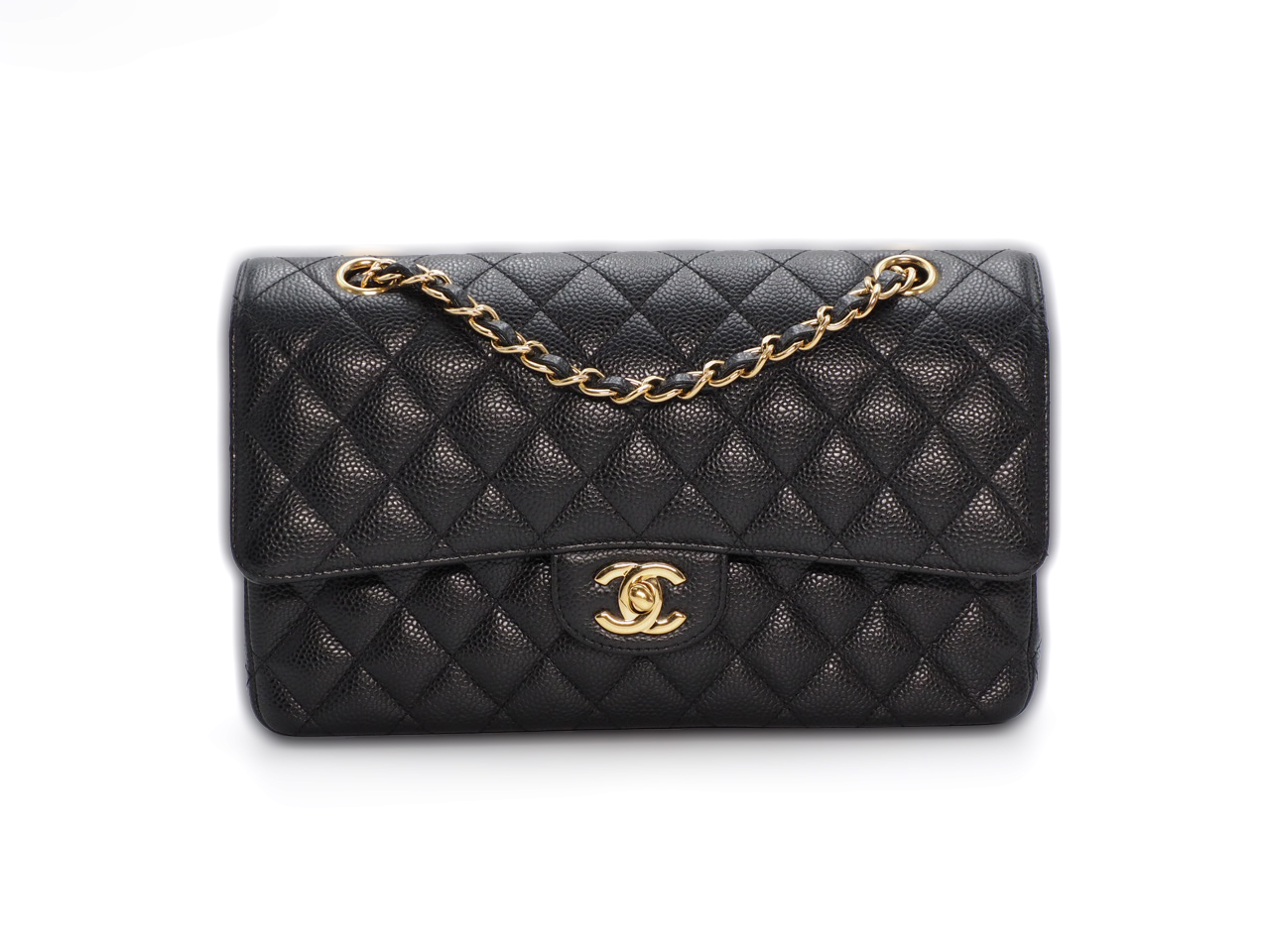 Chanel 26818278 Black Caviar Medium Classic Flap Gold Hardware