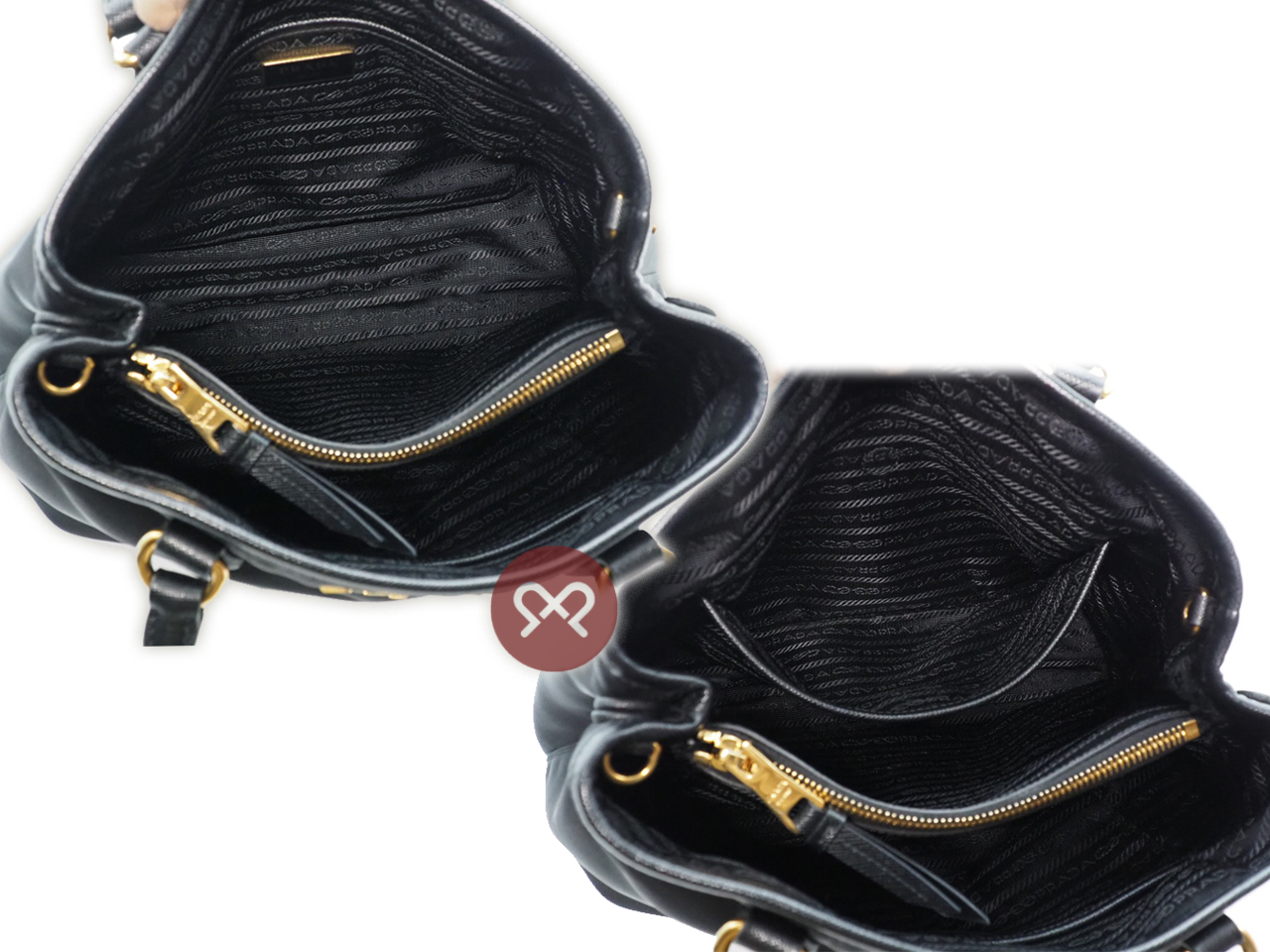 Prada 1BA173 Tessuto/ Saffiano Black Convertible 2-Way Bag - Image 6