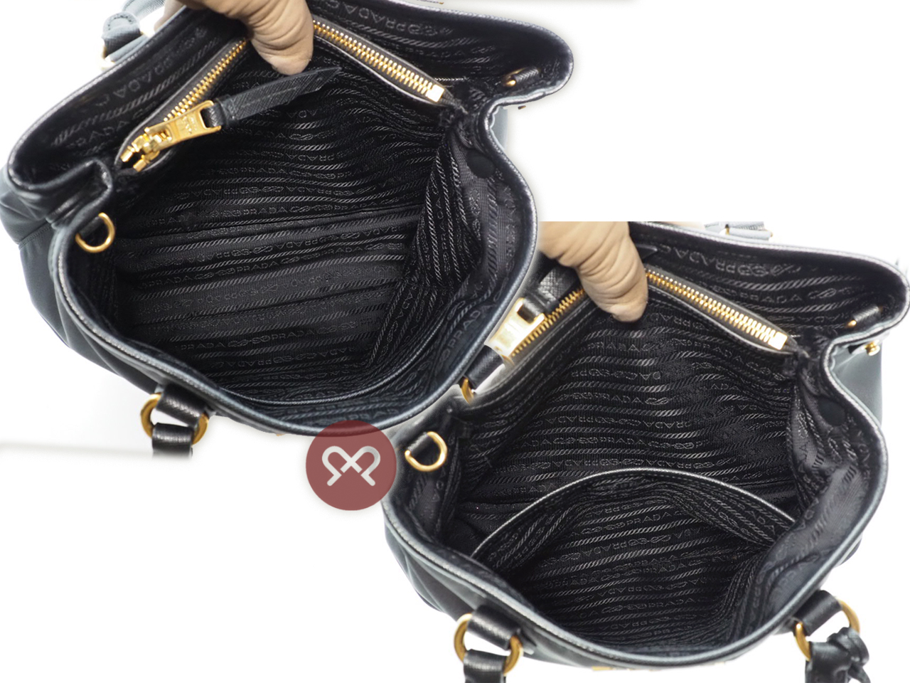 Prada 1BA173 Tessuto/ Saffiano Black Convertible 2-Way Bag - Image 7