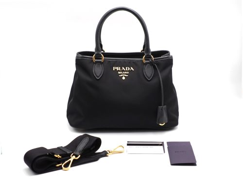Prada 1BA173 Tessuto/ Saffiano Black Convertible 2-Way Bag