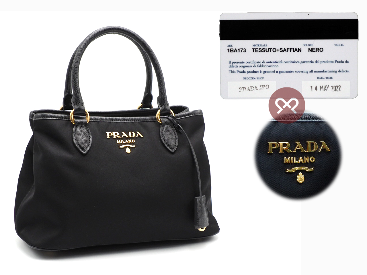 Prada 1BA173 Tessuto/ Saffiano Black Convertible 2-Way Bag - Image 2