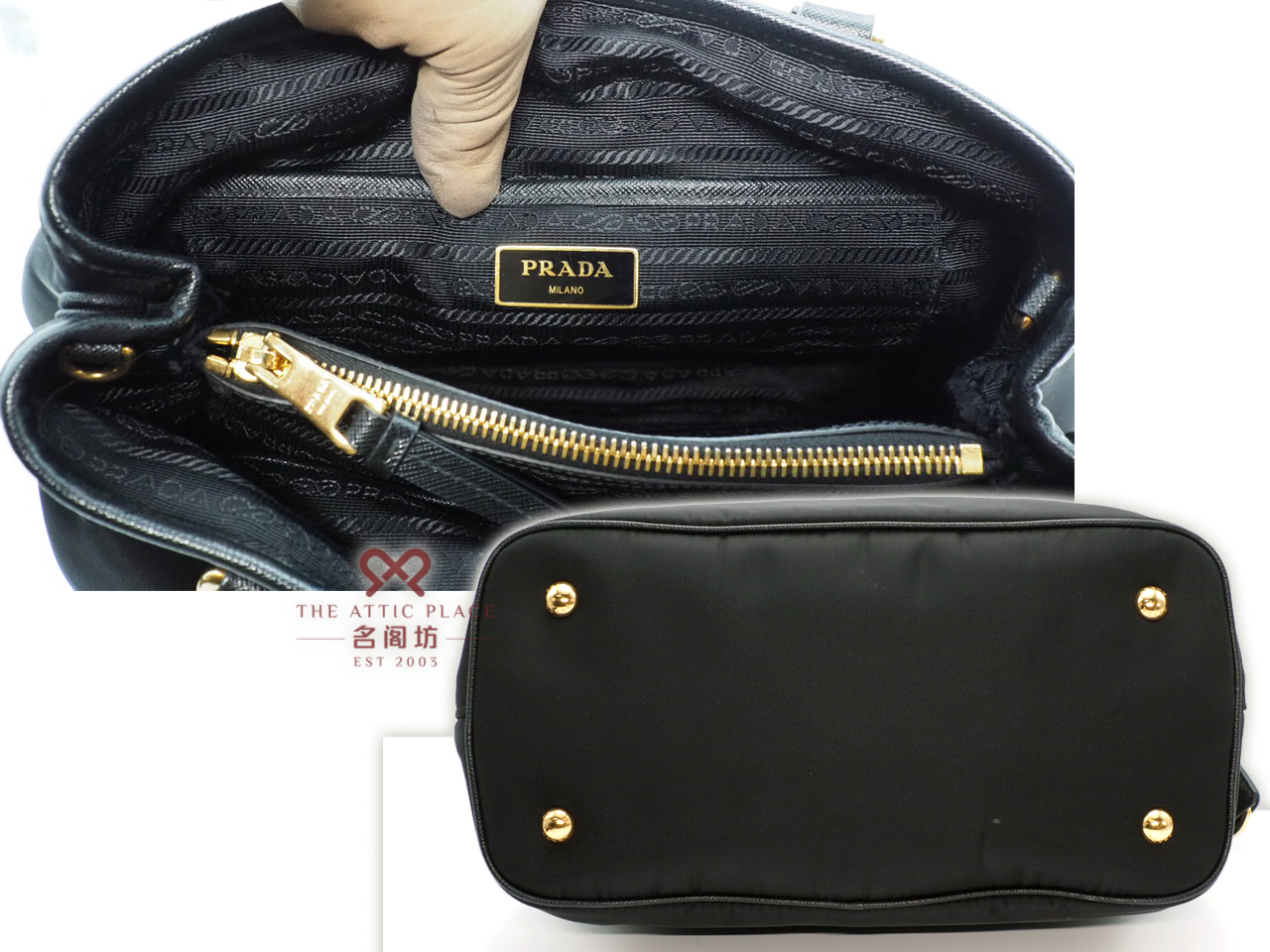 Prada 1BA173 Tessuto/ Saffiano Black Convertible 2-Way Bag - Image 4