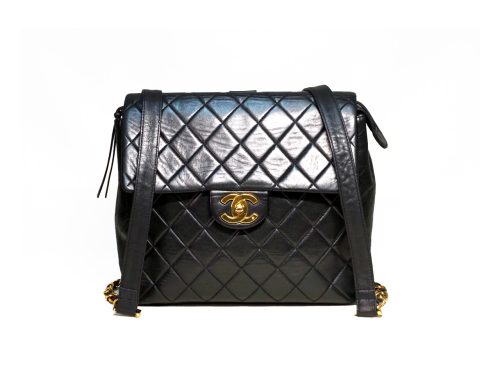 Chanel Vintage Black Lambskin Drawstring Bucket Backpack Gold-Tone Hardware