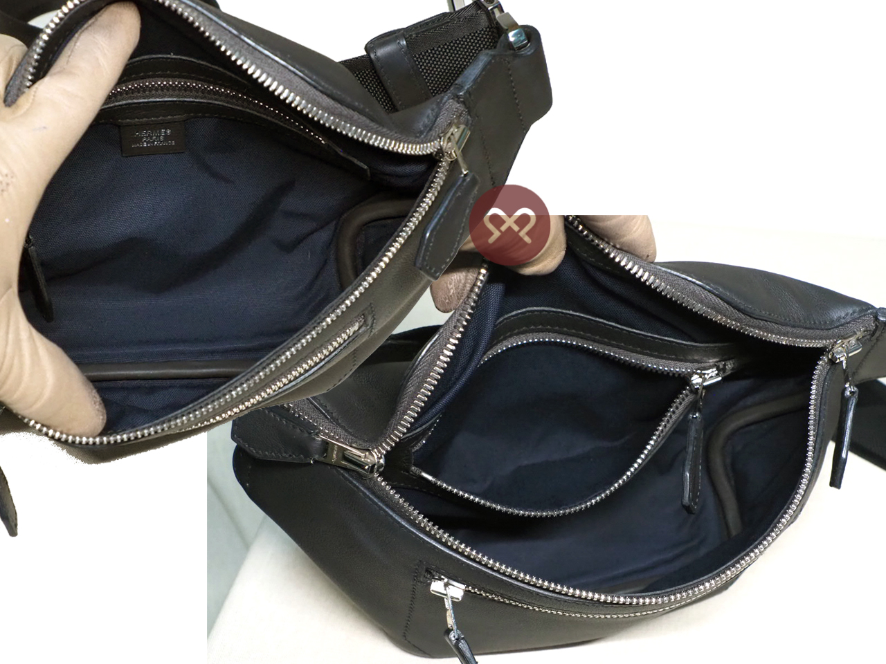 Hermes Dark Grey/ Black Calf Leather CitySlide PM C Stamp Cross Body Belt Bag + DHL Shipping & Insurace - Image 6