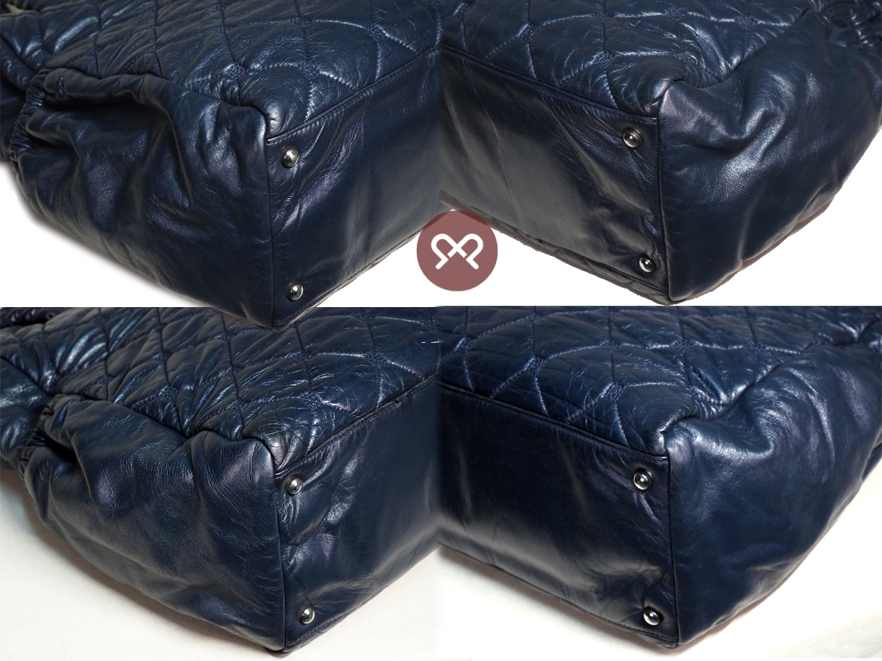 Chanel 12207388 Navy Blue Matelasse Calfskin Coco Mark Hidden Chain Large Tote Bag - Image 7