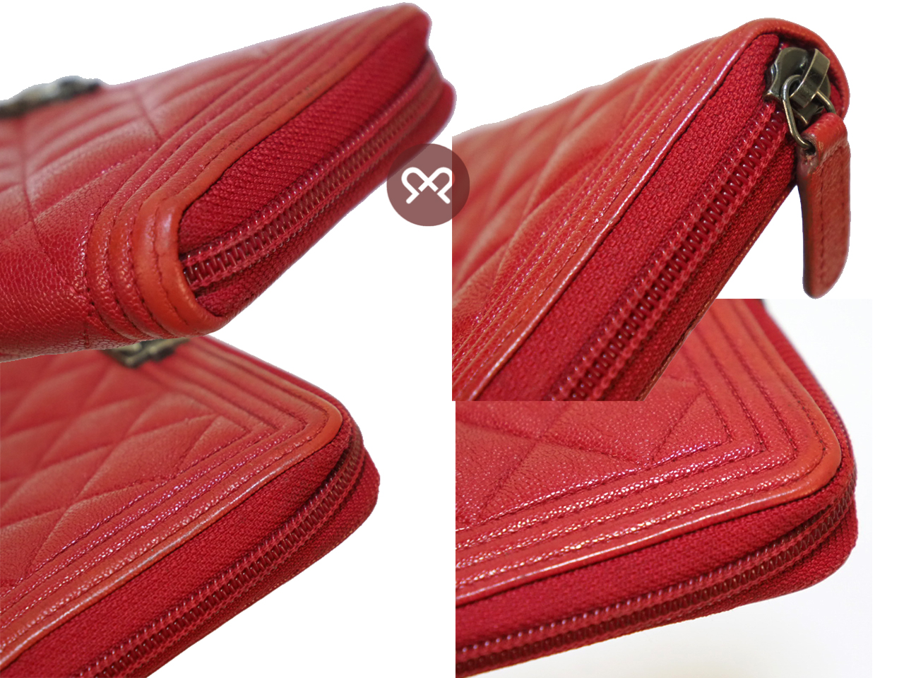 Chanel 26632177 Red Caviar Leather Boy Zip Around Long Wallet Ruthenium Hardware - Image 3