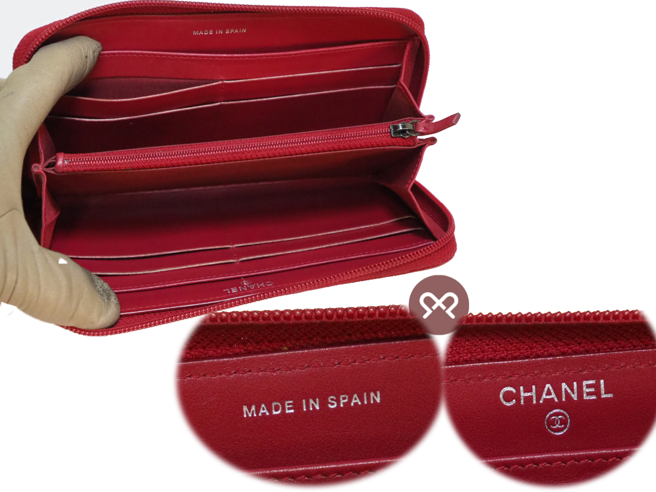 Chanel 26632177 Red Caviar Leather Boy Zip Around Long Wallet Ruthenium Hardware - Image 4
