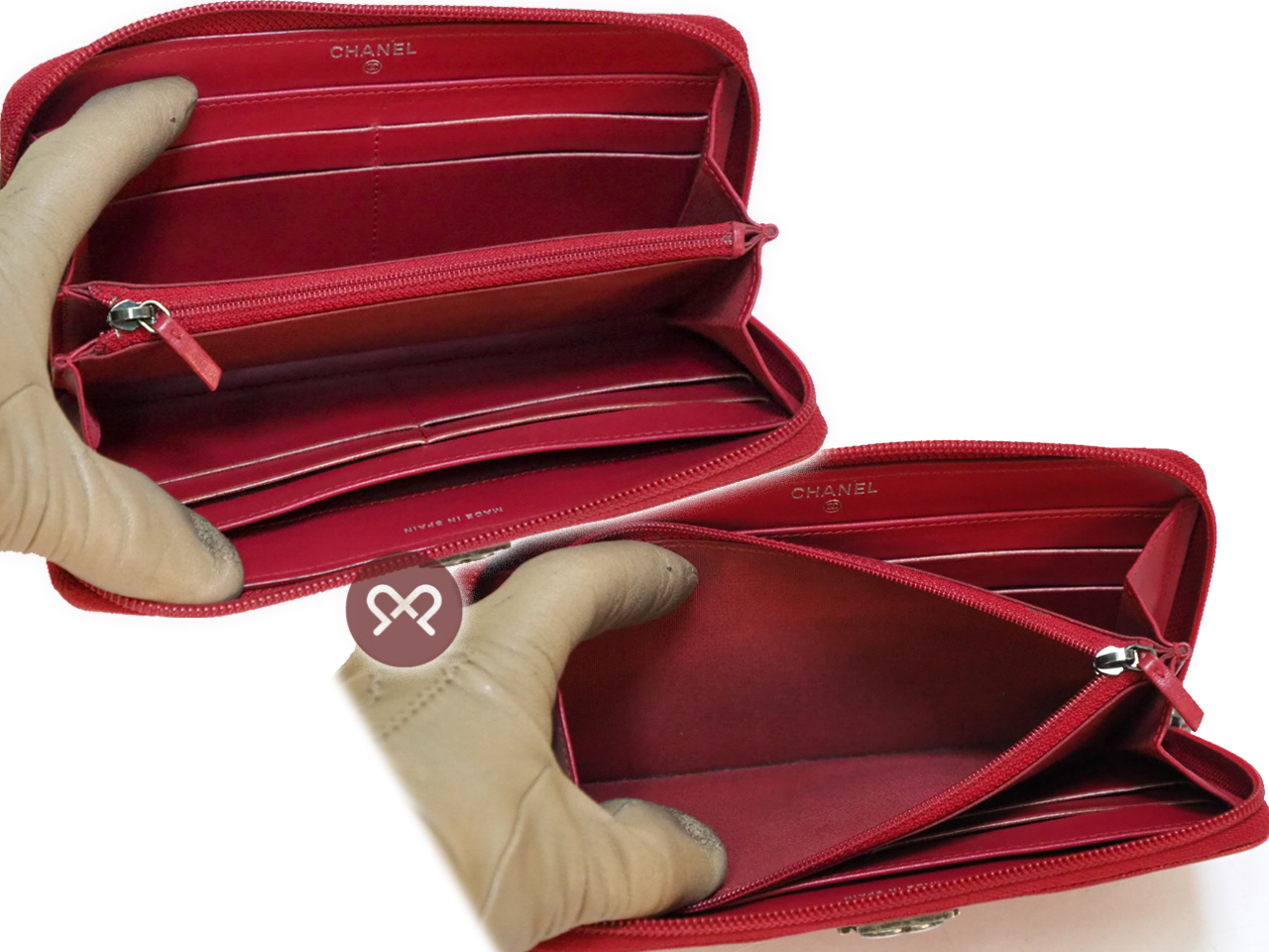 Chanel 26632177 Red Caviar Leather Boy Zip Around Long Wallet Ruthenium Hardware - Image 5