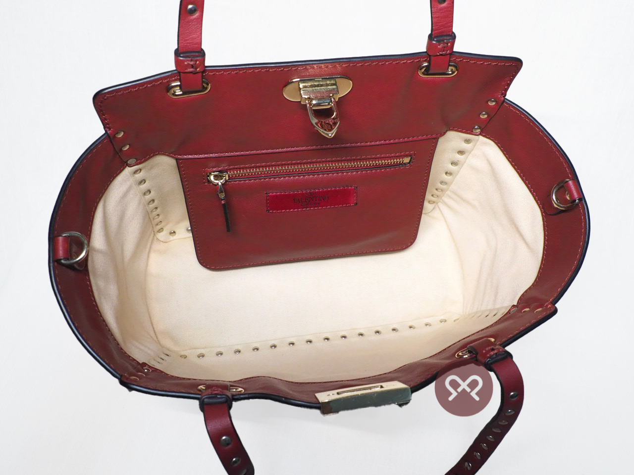 Valentino Maroon/ Red 2 Way Rock Studs Small Trapeze Shoulder Bag - Image 10