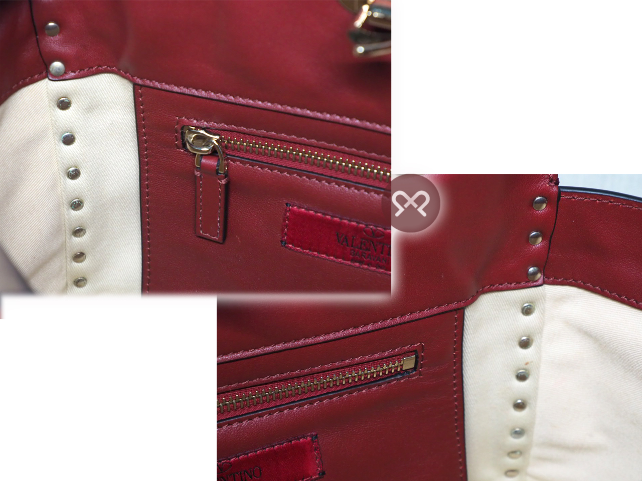 Valentino Maroon/ Red 2 Way Rock Studs Small Trapeze Shoulder Bag - Image 6