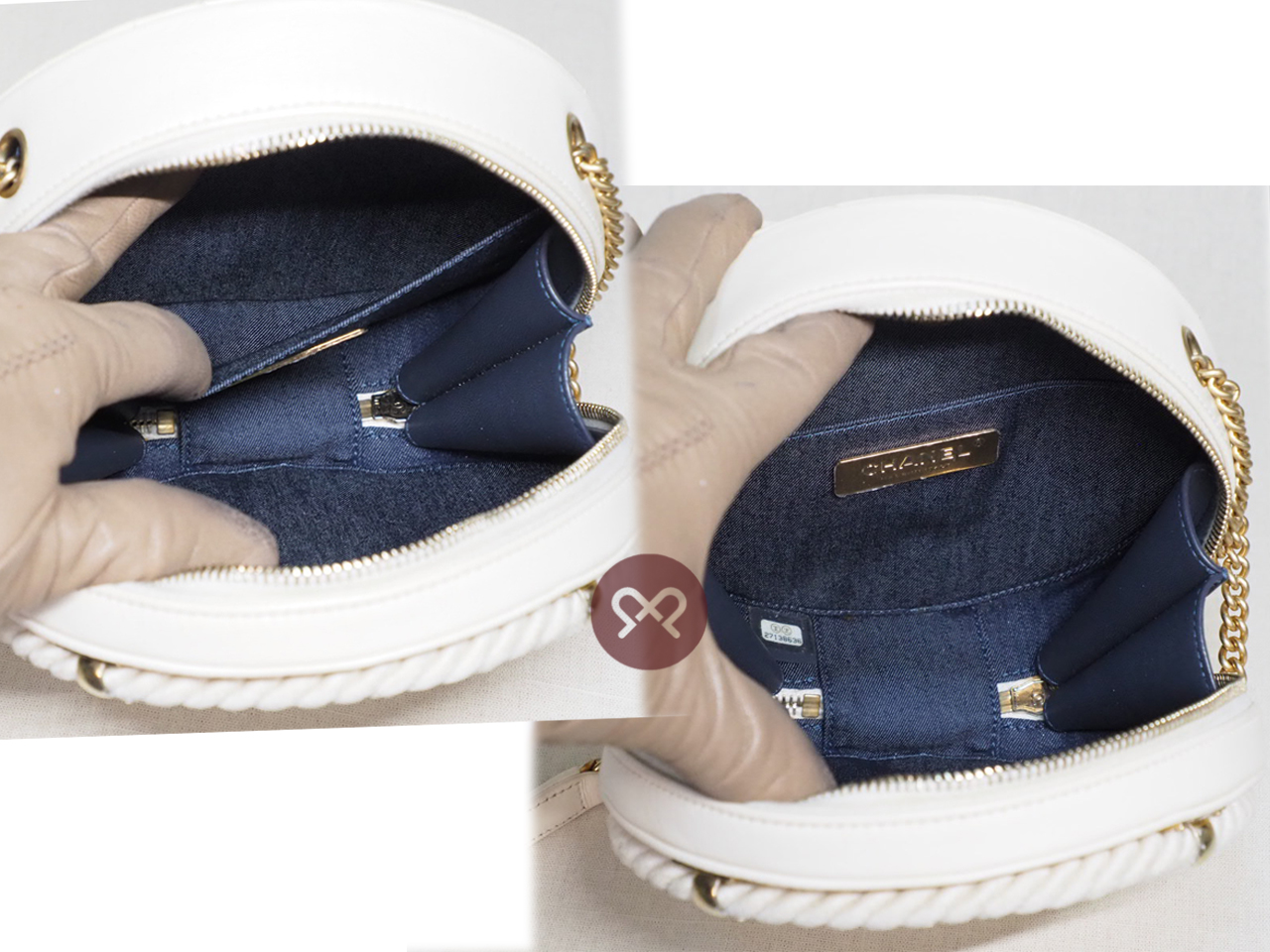 Chanel 27138636 Beige/ Off White Rope Chain En Vogue Round Bag Gold Hardware - Image 11