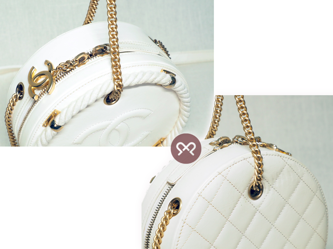 Chanel 27138636 Beige/ Off White Rope Chain En Vogue Round Bag Gold Hardware - Image 7