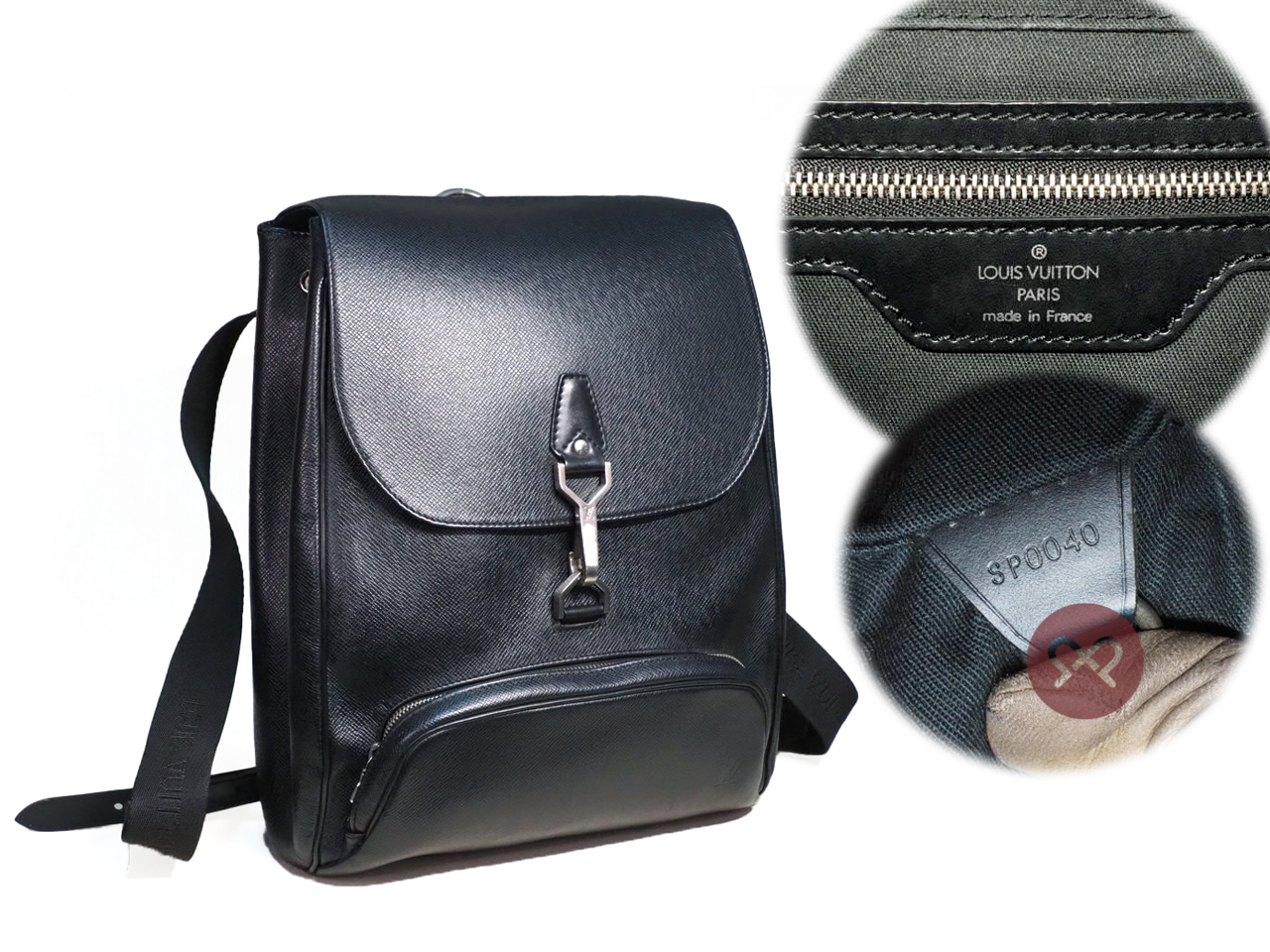 Louis Vuitton M30172 Grey/ Black Taiga Leather Cassiar Backpack Bag (SP0040) - Image 2