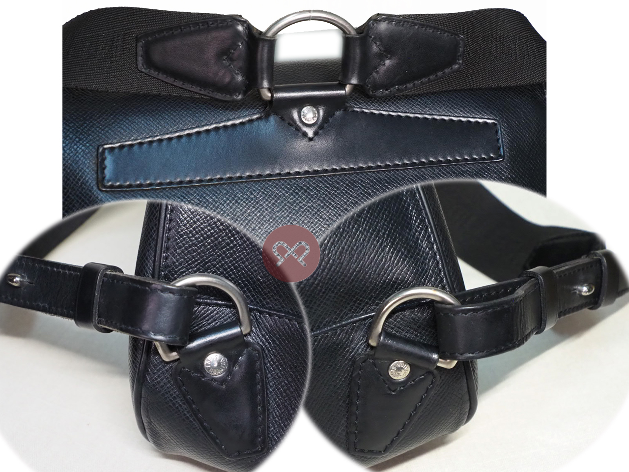 Louis Vuitton M30172 Grey/ Black Taiga Leather Cassiar Backpack Bag (SP0040) - Image 6