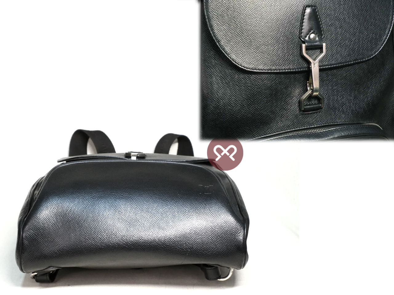 Louis Vuitton M30172 Grey/ Black Taiga Leather Cassiar Backpack Bag (SP0040) - Image 5