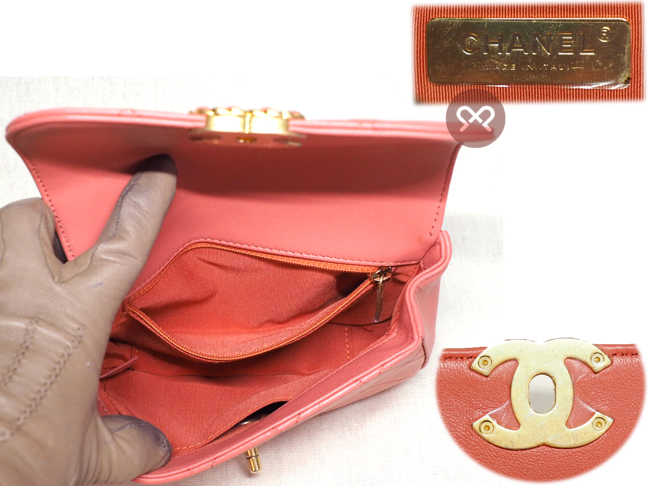 ALMOST NEW ! Chanel 28496790 Coral Pink Quilted Calfskin Chain Infinity Waist Belt Bag - Image 9