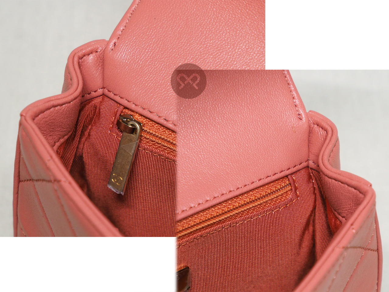 ALMOST NEW ! Chanel 28496790 Coral Pink Quilted Calfskin Chain Infinity Waist Belt Bag - Image 6